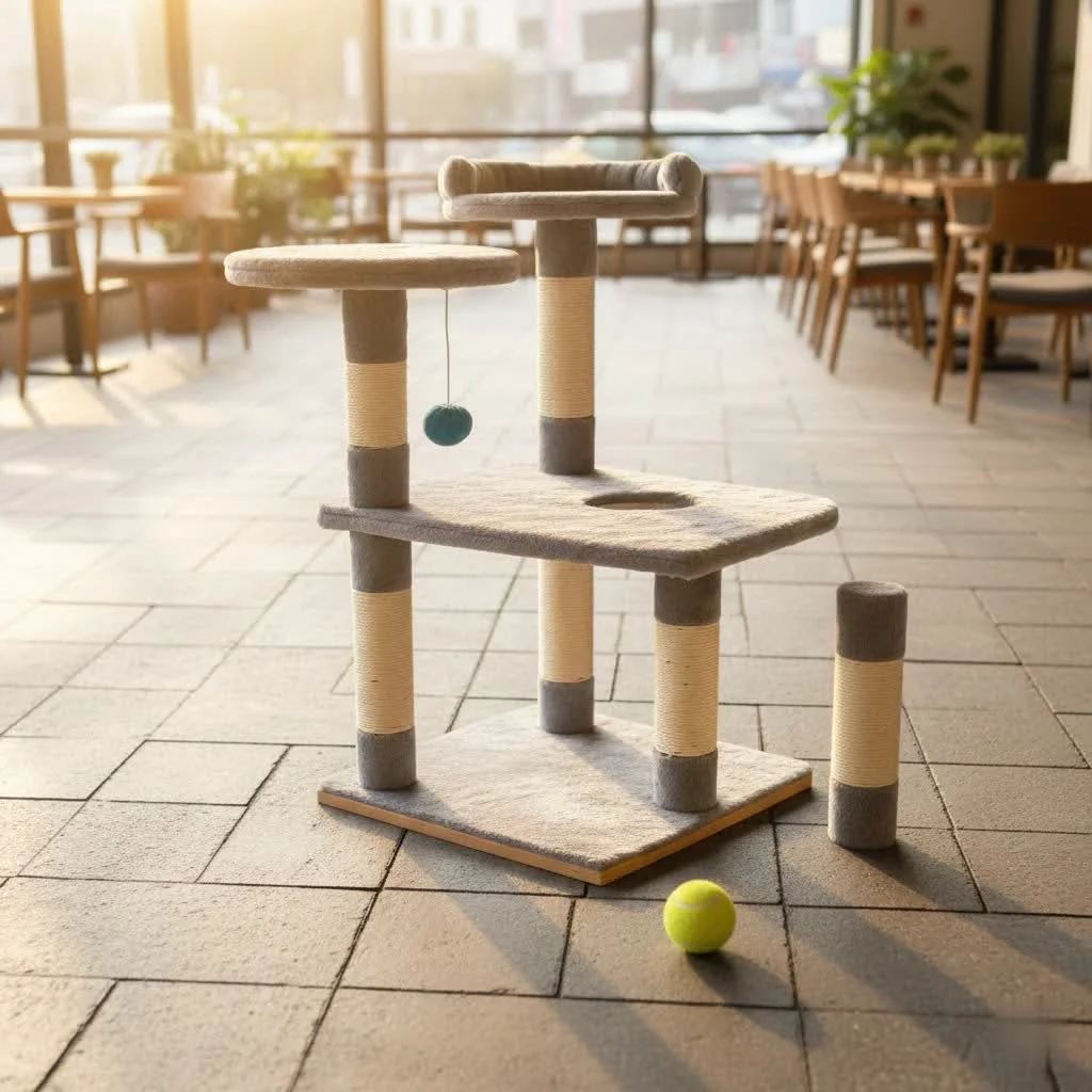 Cat tree with multiple levels and scratching posts