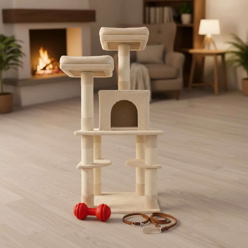 Cat tree and scratching post for happy felines